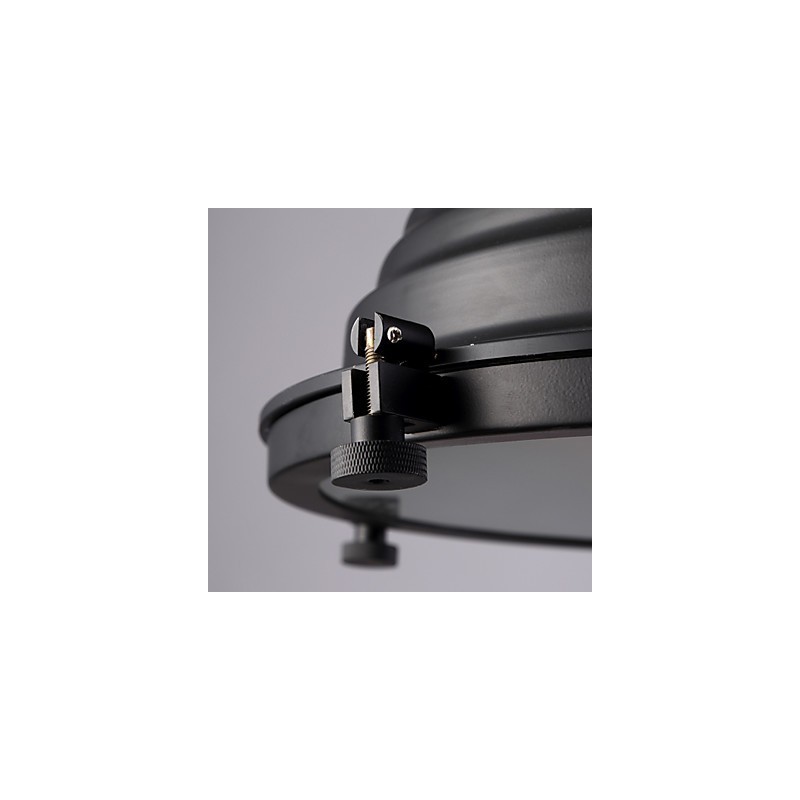 Lampe suspendue rétro en fer noir et abat-jour en verre