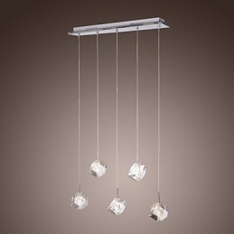 Suspension contemporaine moderne en cristal chromé pour îlot