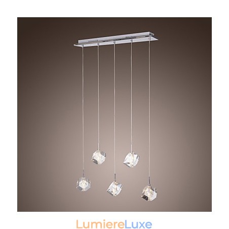 Suspension contemporaine moderne en cristal chromé pour îlot Suspension contemporaine moderne en cristal chromé pour îlot