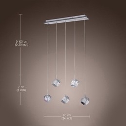 Suspension contemporaine moderne en cristal chromé pour îlot