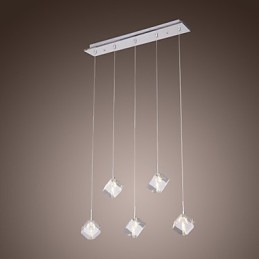 Suspension contemporaine moderne en cristal chromé pour îlot