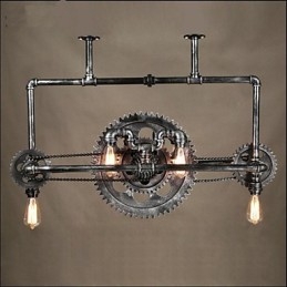 Lustre en tube de fer, lampe suspendue à engrenage éolien industriel