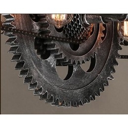 Lustre en tube de fer, lampe suspendue à engrenage éolien industriel
