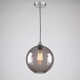 Suspension moderne en verre au design rond gris fumé à bulles