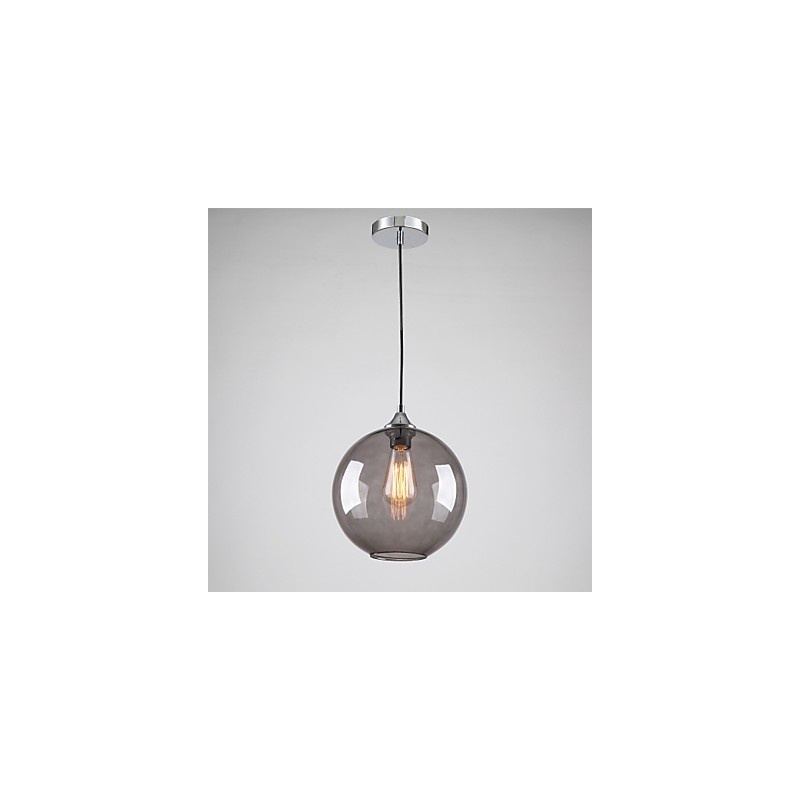 Suspension moderne en verre au design rond gris fumé à bulles