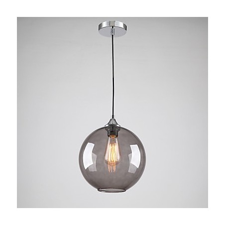 Suspension moderne en verre au design rond gris fumé à bulles Suspension moderne en verre au design rond gris fumé à bulles