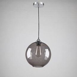 Suspension moderne en verre au design rond gris fumé à bulles