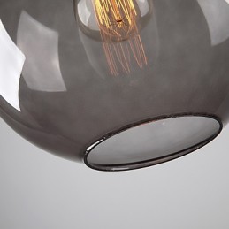 Suspension moderne en verre au design rond gris fumé à bulles