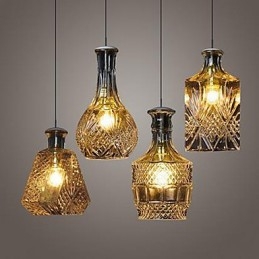 Lampe en verre cristal 4 lumières abat-jour minimaliste bouteilles lumineuses