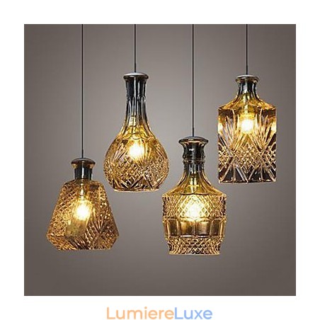 Lampe en verre cristal 4 lumières abat-jour minimaliste bouteilles lumineuses Lampe en verre cristal 4 lumières abat-jour minimaliste bouteilles lumineuses