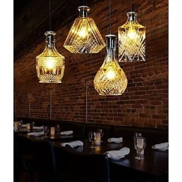 Lampe en verre cristal 4 lumières abat-jour minimaliste bouteilles lumineuses