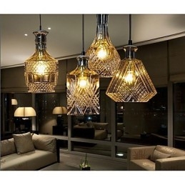 Lampe en verre cristal 4 lumières abat-jour minimaliste bouteilles lumineuses