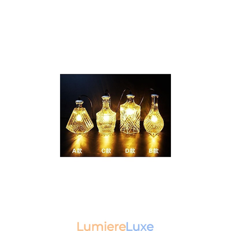 Lampe en verre cristal 4 lumières abat-jour minimaliste bouteilles lumineuses