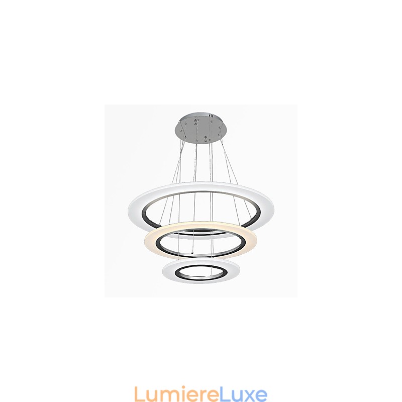 Plafonnier suspendu en acrylique à 3 anneaux, luminaire décoratif de plafond, idéal pour un salon, une chambre à coucher ou un bureau.