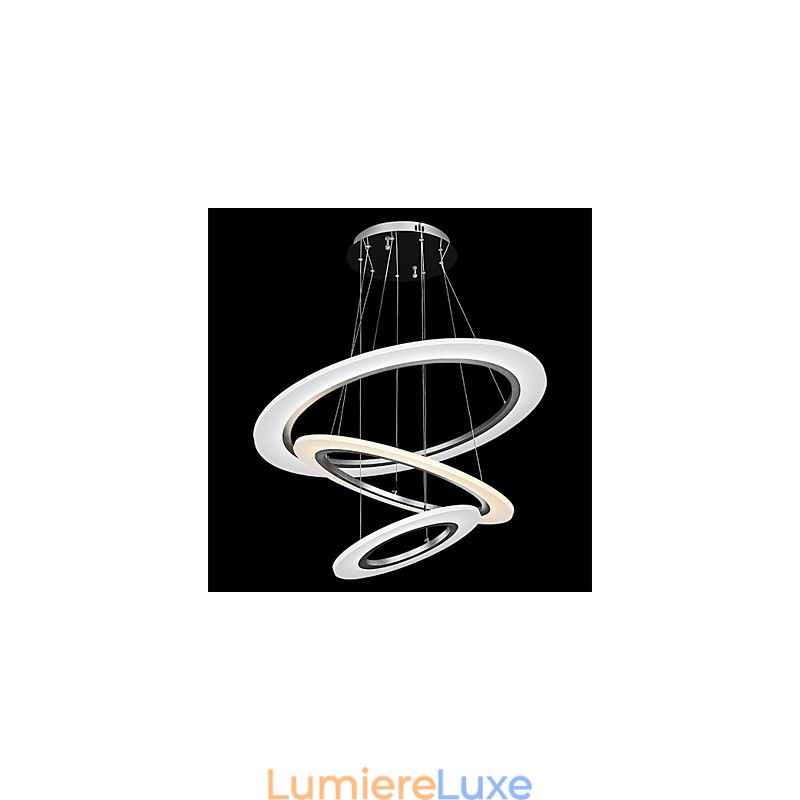 Plafonnier suspendu en acrylique à 3 anneaux, luminaire décoratif de plafond, idéal pour un salon, une chambre à coucher ou un bureau.