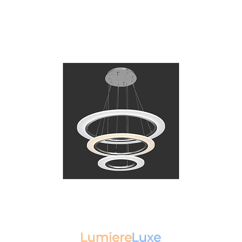 Plafonnier suspendu en acrylique à 3 anneaux, luminaire décoratif de plafond, idéal pour un salon, une chambre à coucher ou un bureau.