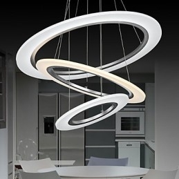 Plafonnier suspendu en acrylique à 3 anneaux, luminaire décoratif de plafond, idéal pour un salon, une chambre à coucher ou un bureau.