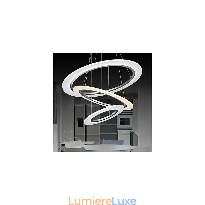 Plafonnier suspendu en acrylique à 3 anneaux, luminaire décoratif de plafond, idéal pour un salon, une chambre à coucher ou un bureau.