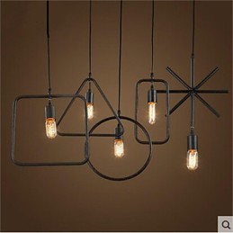 Lustre individuel américain rétro en fer à 5 têtes