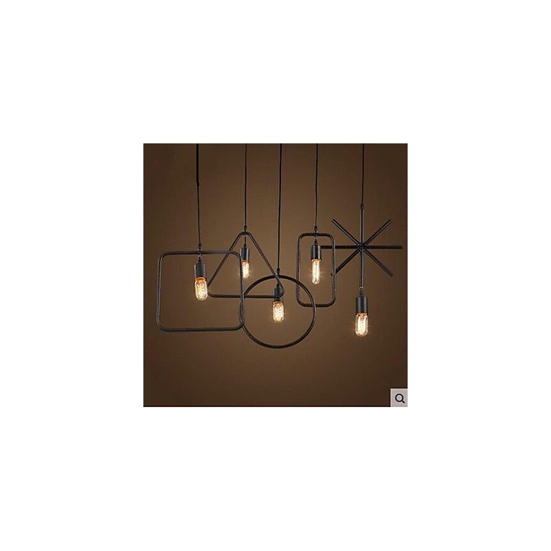 Lustre individuel américain rétro en fer à 5 têtes