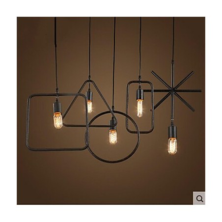 Lustre individuel américain rétro en fer à 5 têtes Lustre individuel américain rétro en fer à 5 têtes