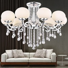Lustre en cristal de luxe moderne à 9 lumières