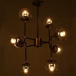 Lustre rond en forme de haricot en verre artistique
