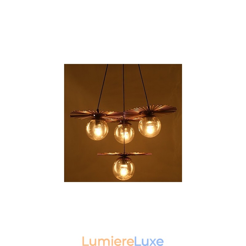 Lustre rond en forme de haricot en verre artistique