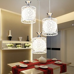Lampe contemporaine et compacte en fer forgé à trois abat-jour en cristal créatifs