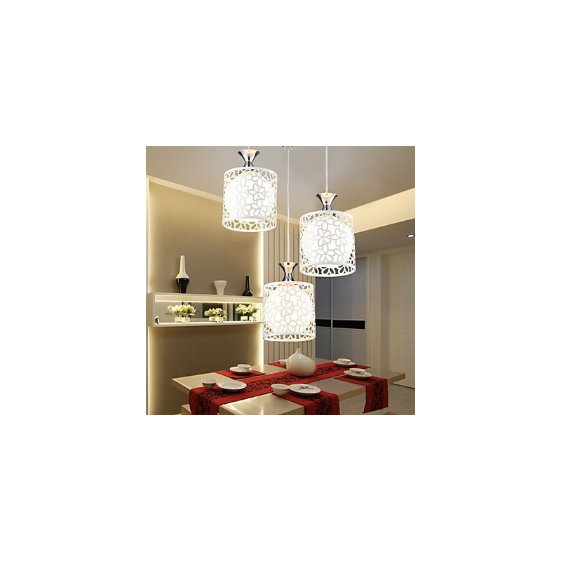 Lampe contemporaine et compacte en fer forgé à trois abat-jour en cristal créatifs