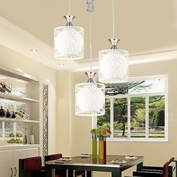 Lampe contemporaine et compacte en fer forgé à trois abat-jour en cristal créatifs