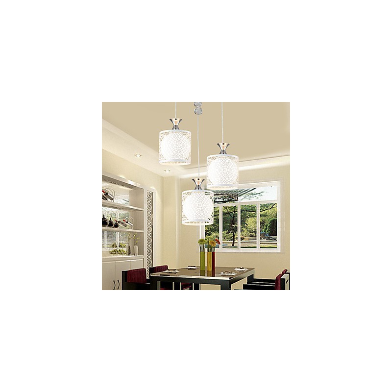 Lampe contemporaine et compacte en fer forgé à trois abat-jour en cristal créatifs