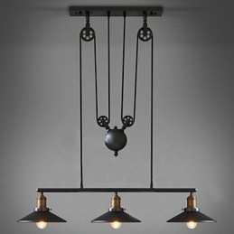 Suspensions vintage à 3 ampoules ST64 incluses, système haut/bas