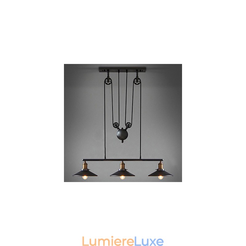 Suspensions vintage à 3 ampoules ST64 incluses, système haut/bas