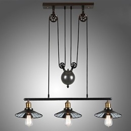 Suspensions vintage à 3 ampoules ST64 incluses, système haut/bas