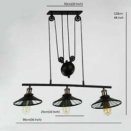 Suspensions vintage à 3 ampoules ST64 incluses, système haut/bas