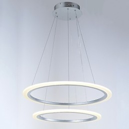 Lustre suspendu moderne à 2 anneaux avec luminaires