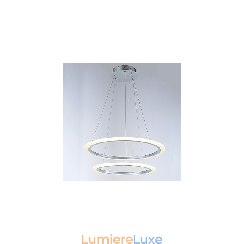 Lustre suspendu moderne à 2 anneaux avec luminaires