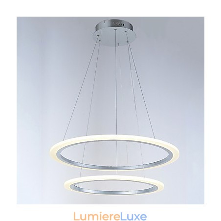 Lustre suspendu moderne à 2 anneaux avec luminaires Lustre suspendu moderne à 2 anneaux avec luminaires