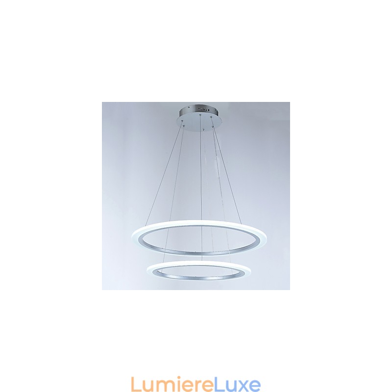 Lustre suspendu moderne à 2 anneaux avec luminaires