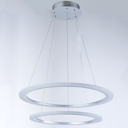 Lustre suspendu moderne à 2 anneaux avec luminaires