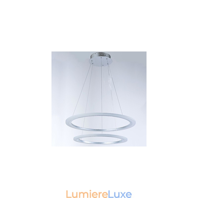 Lustre suspendu moderne à 2 anneaux avec luminaires