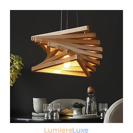 1 suspension traditionnelle classique en bois et bambou de style mini-campagne 1 suspension traditionnelle classique en bois et bambou de style mini-campagne