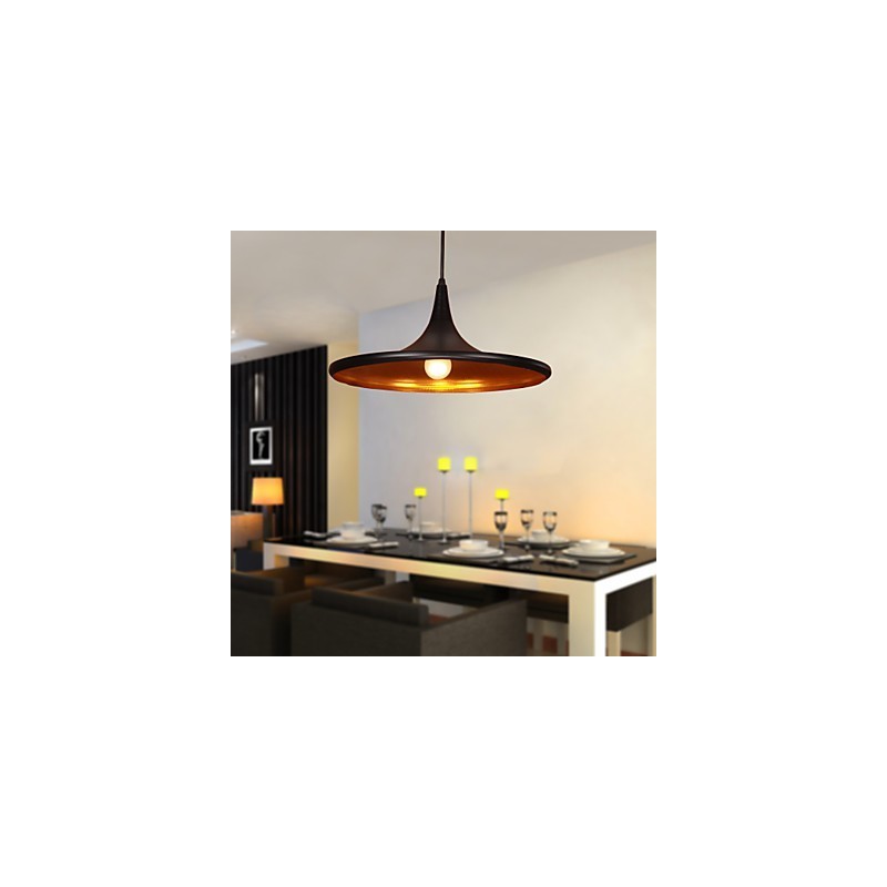 Suspension contemporaine en aluminium avec abat-jour noir