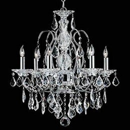 Lustre traditionnel classique en cristal et métal chromé
