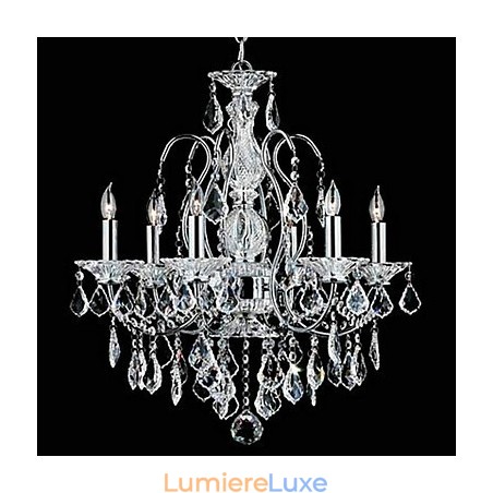 Lustre traditionnel classique en cristal et métal chromé Lustre traditionnel classique en cristal et métal chromé