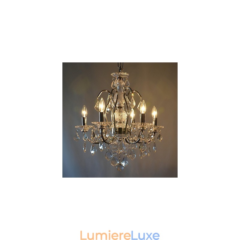 Lustre traditionnel classique en cristal et métal chromé