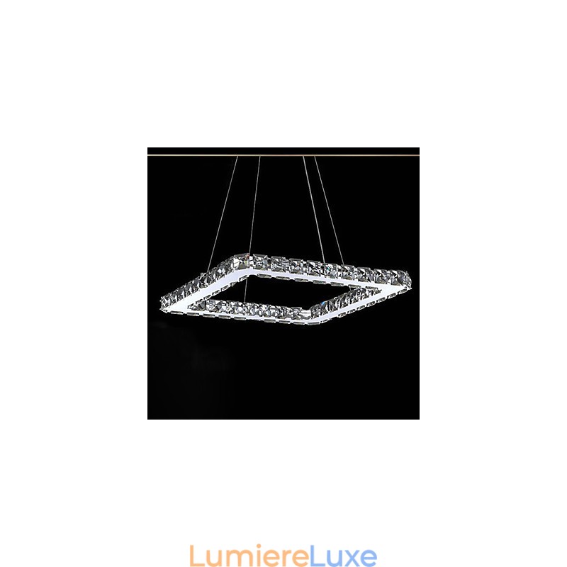 Lustre moderne contemporain en métal galvanisé et cristal