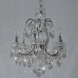 Lustre traditionnel classique en cristal et métal chromé