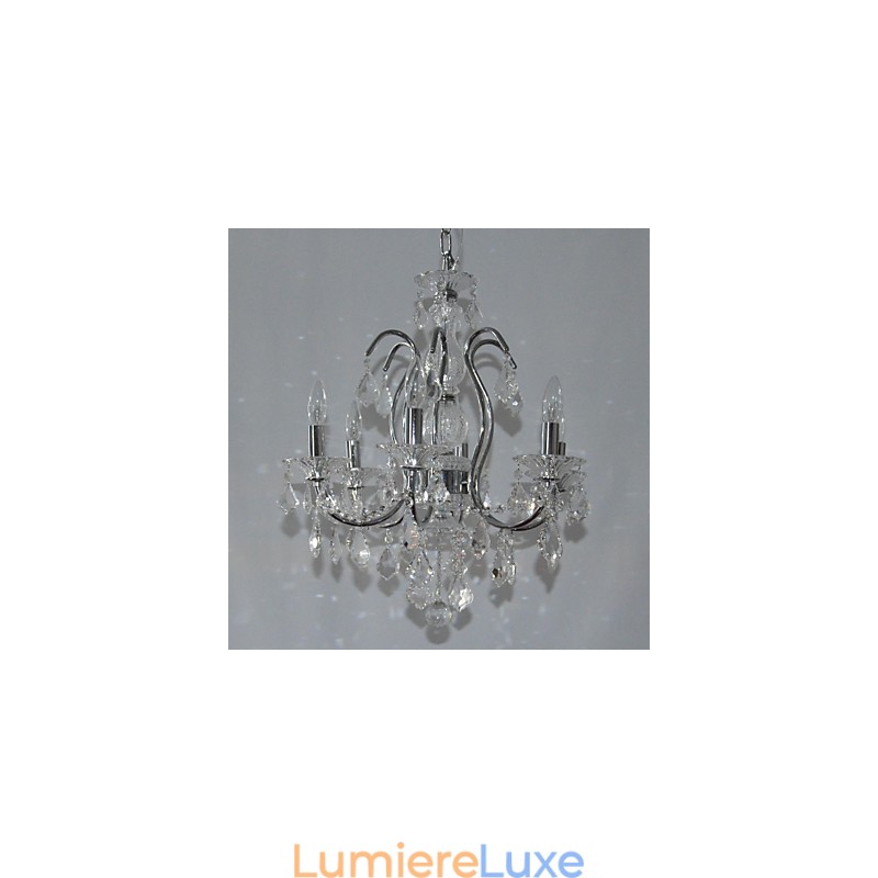 Lustre traditionnel classique en cristal et métal chromé